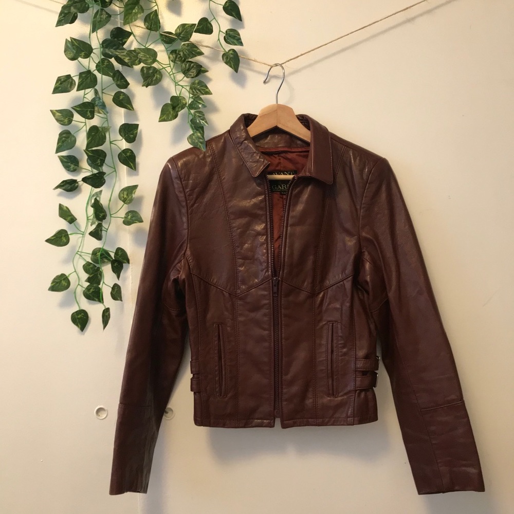 Vintage Avant Garde red leather zippered jacket